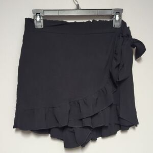 Black Ruffled Wrap Skorts Mini